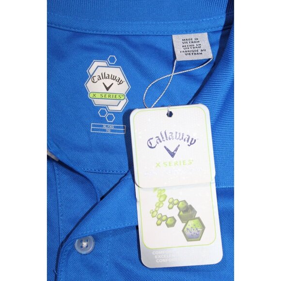 NWT Callaway X Series Moisture Wicking Golf Polo Shirt Samsung XL Royal Blue - Picture 2 of 8